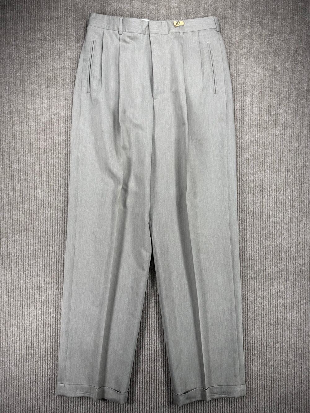 Perry Ellis Pleated Cuffed Gray Dress Pants 32/32